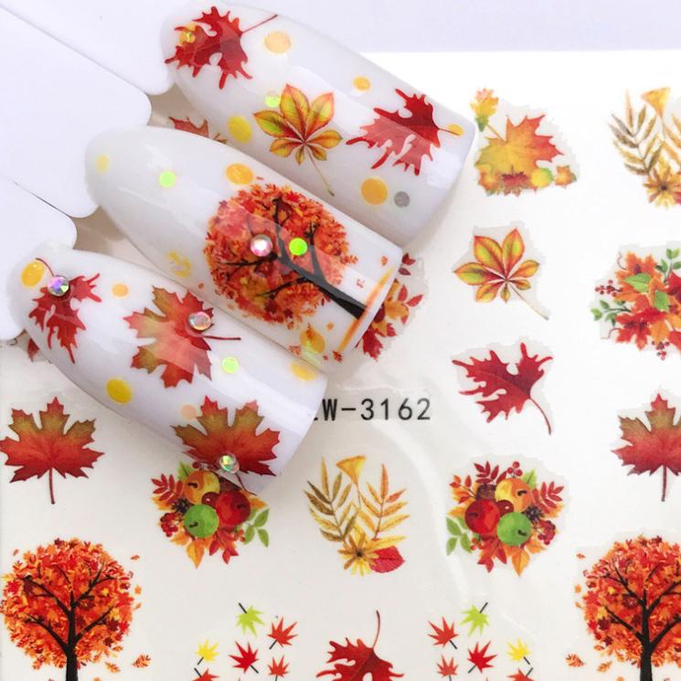 1 Sheet Flower Series Nail Art Water Transfer Sticker Full Wraps Deer Lavender Tattoo Flamingo Nail Tips DIY Decals Decoration