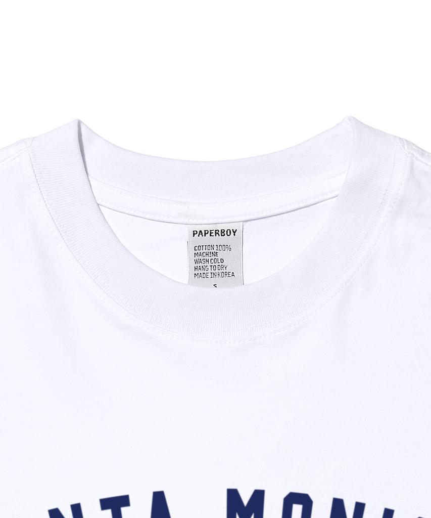 PAPERBOY Crop Santa Monica Short Sleeve T-Shirt - White
