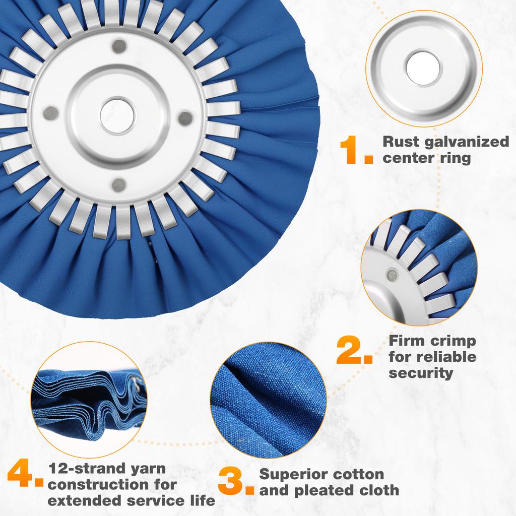 4Pcs 8" Airway Buffing Wheel 5/8 inch Arbor Hole Aluminum Wheel Polishing Kit Polishing Compound Aluminum Metal Polishing Wheel