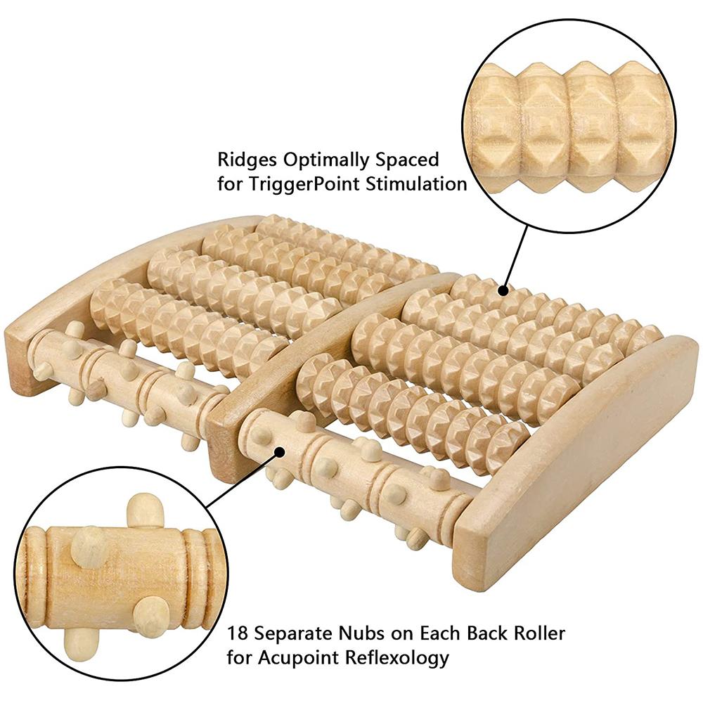 Wooden Foot Massage Roller Plantar Stimulator Acupoint Press to Relieve Pain of Plantar Fasciitis Foot Muscle Relaxation Tool