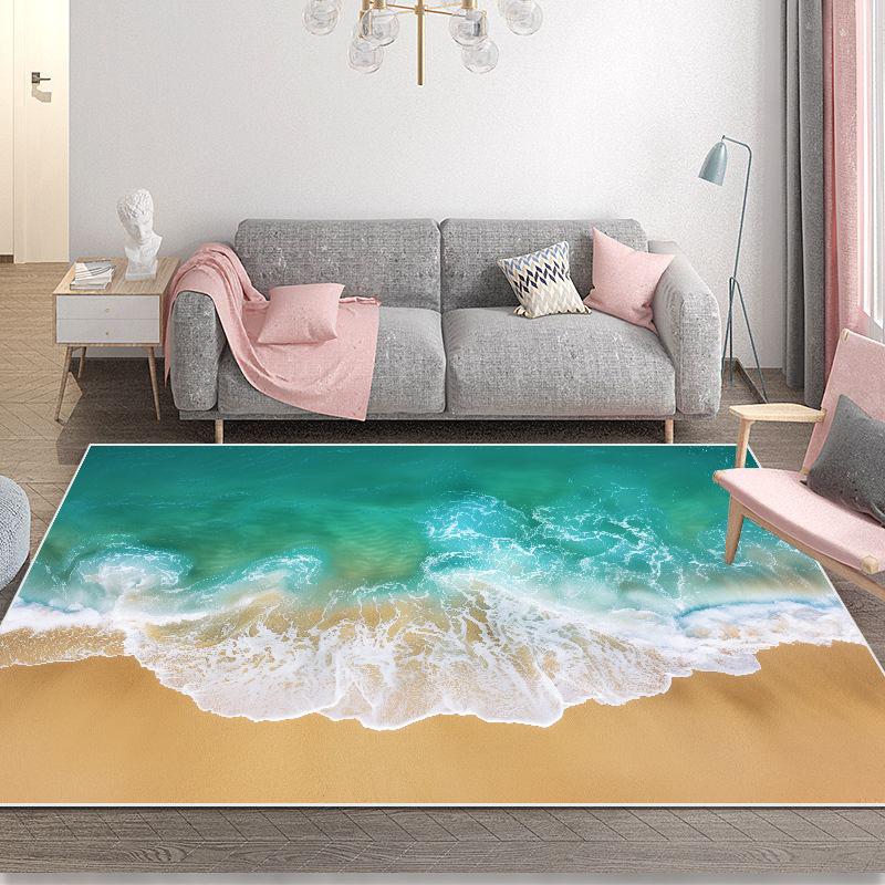 Sea 3D Vision Carpet Modern Living Room Decoration Thick Short Plush Area Rug Children's Bedroom Play Crawling Mat Large Rug