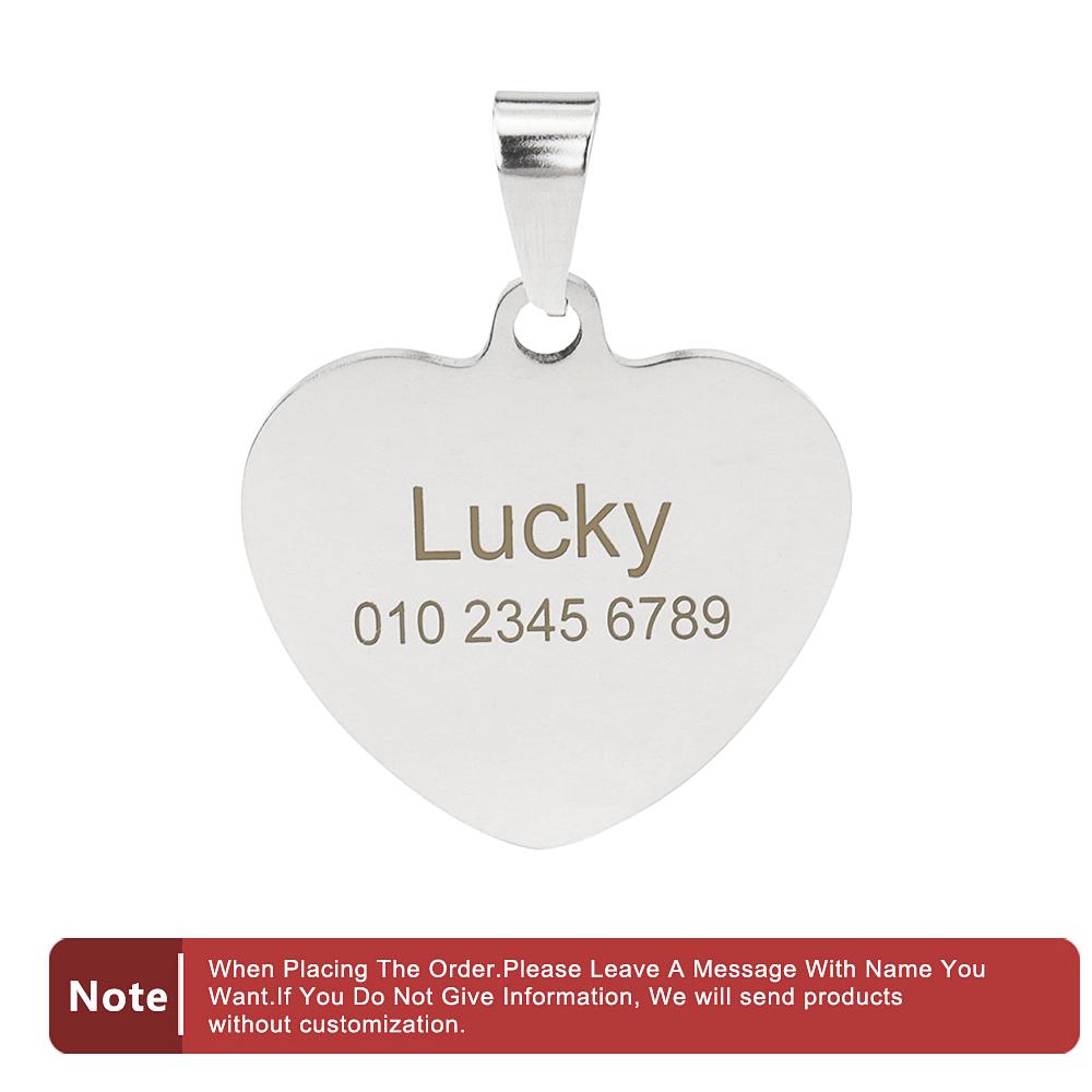 

Heart Dog Nameplate Personalized Custom ID Pet Tag Anti-lost Engraved for Cat Name Number Collar Label Accessory серебряный