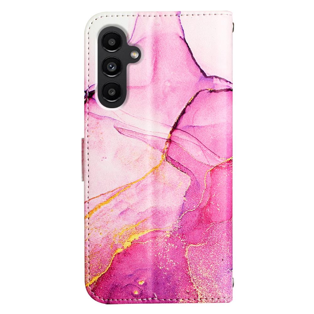 For Samsung Galaxy A15 4G Case with Strap Marble Pattern Leather Phone Cover Card Holder