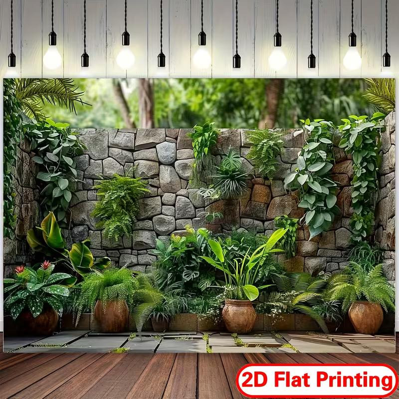 2D Üppiger Dschungelgarten Kulisse Fotografie Hintergrund Banner