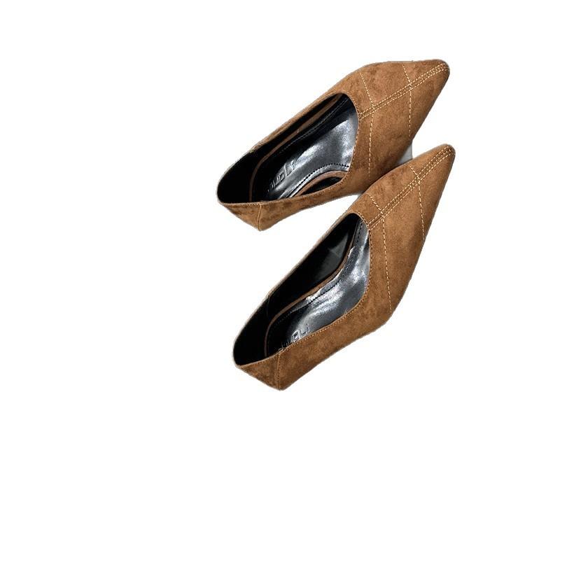 Spot~ OL Professional Versatile Basic Women's Shoes 2025 Spring New Pointed Cat Heel Single Shoes Women