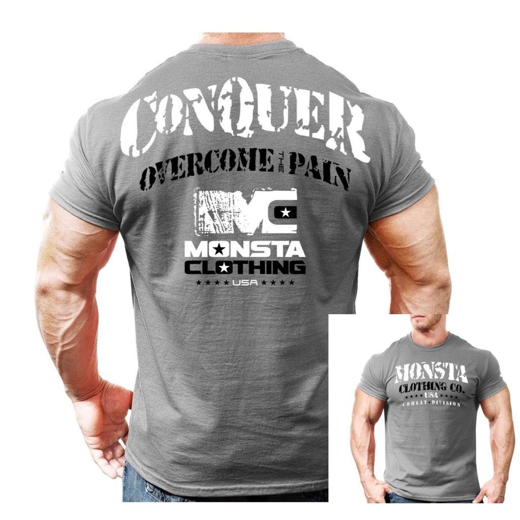 CONQUEROver The Pain Fitness Training Sports Trend Leisure TShirt Mens and Womens Luxury Brand Top