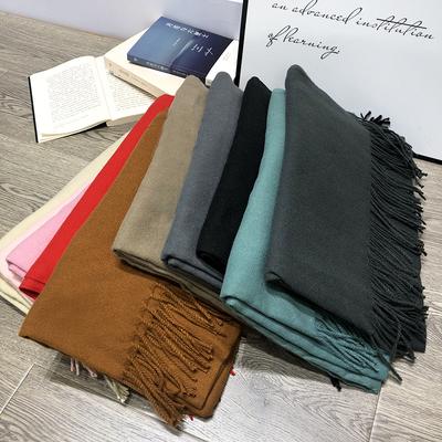 Autumn and Winter Solid Color Scarf Classic Bright Red Scarf Thickened Thorn Shawl LOGO Tassel