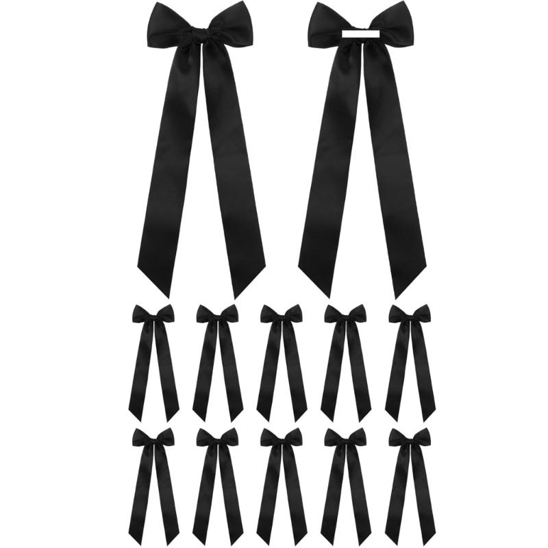 

12Pcs Ballet Style Satins Ribbon Bowknots Elegant Party Decorations Ribbon Gift Wrapping Supplies For Event DIY Projects чёрный