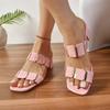 Fashion Women High Heel Sandals Summer Open Toe Sandals Fashion Pu Leather Metal Bing Lady Shoes Slip-on Slides Sexy Party Dress Shoes