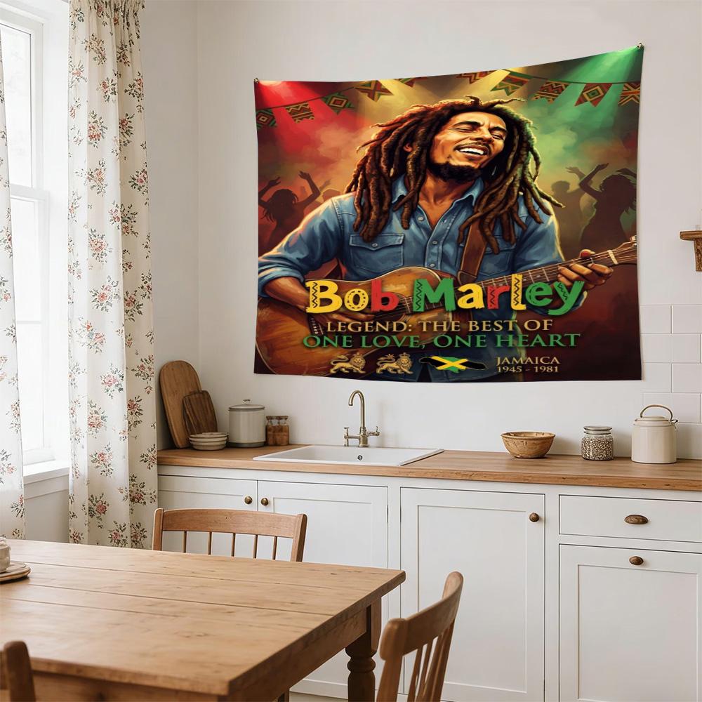 Bob Marley Reggae One Love Reggae Decorative Wall-Hanging Tapestry, Home Ornament for Living Room,Dorm and Fan Parties,Multi-style,celebrities,cartoon