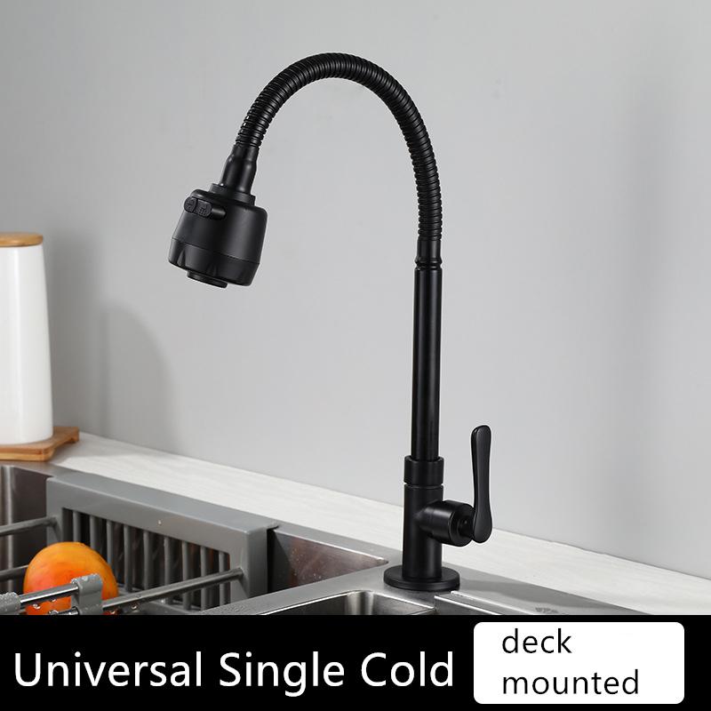 

Кухонний кран одинарний холодної води чорний настінний гнучкий кран різьба з нержавіючої сталі G1/2 крани для раковини