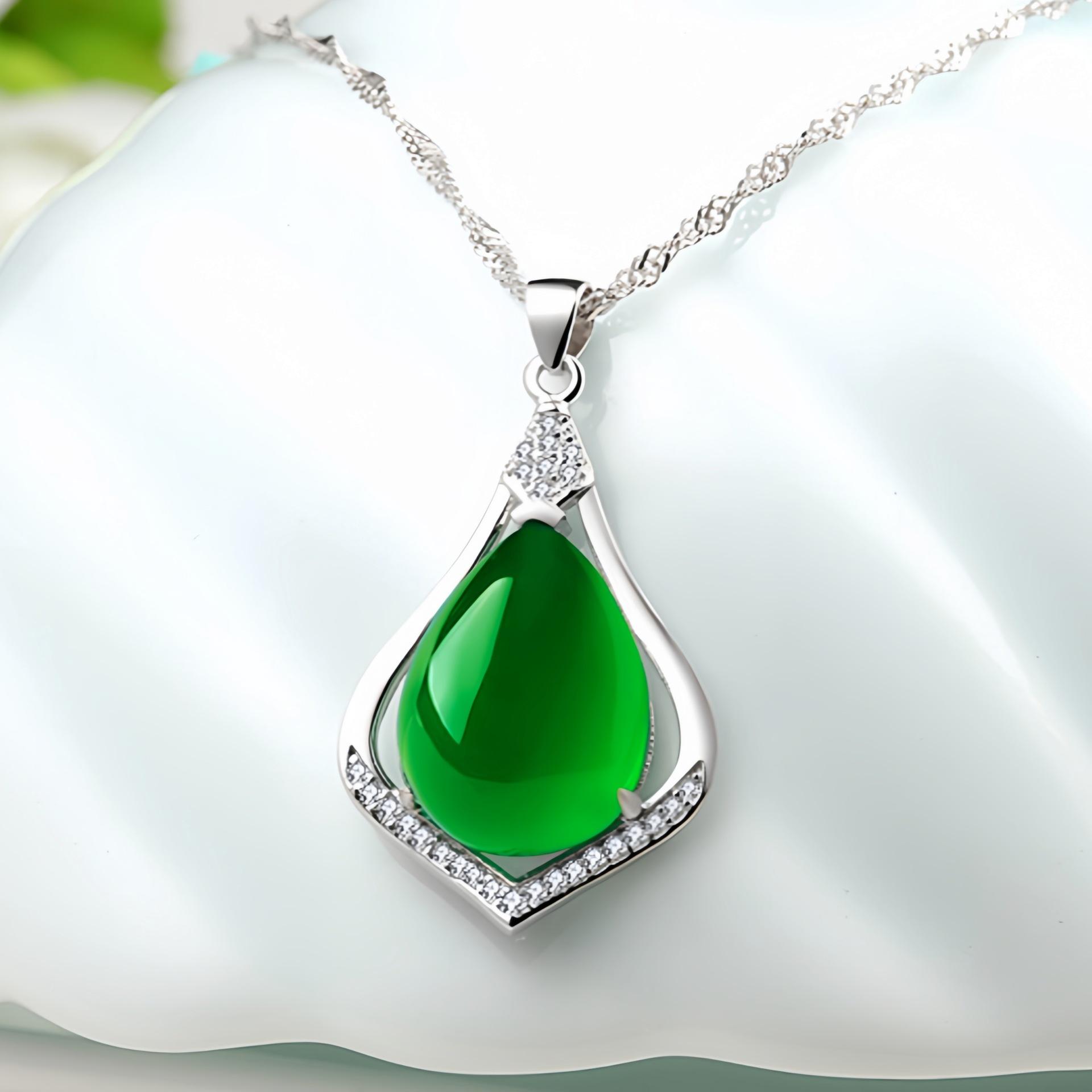 

Ожерелье из стерлингового серебра 925 пробы с подвеской из натурального халцедона, модные простые серебряные украшения