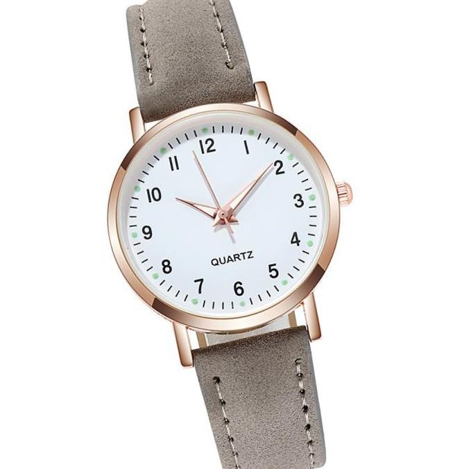 Fashionable luxurious women's analogue‑quartz wristwatch with leather strap, luminous ladies' watch