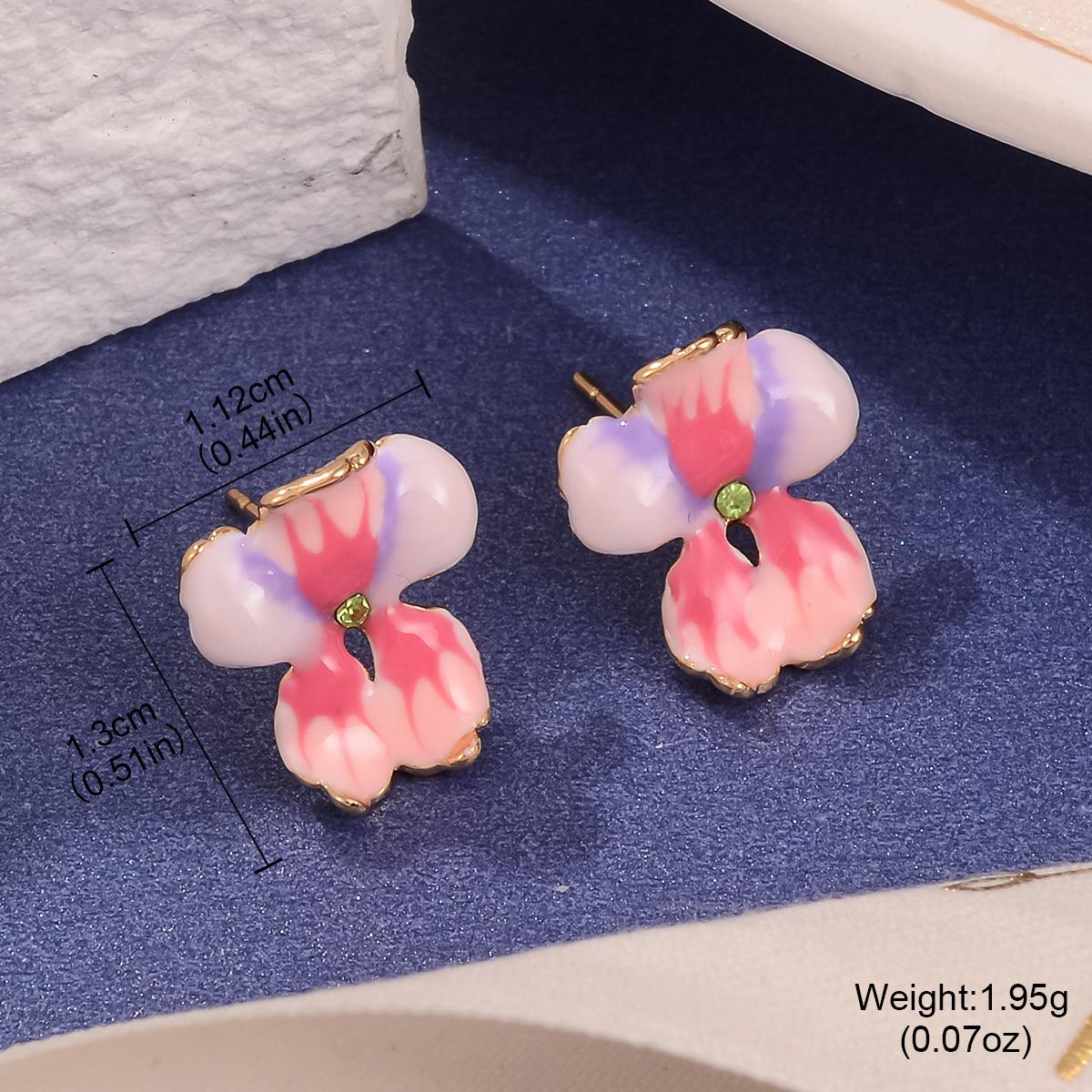 

Fresh new Chinese flower stud oil painting style high-end enamel pearl earrings vintage national style tassel earrings women