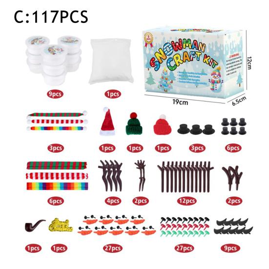 41/86/96/117/131Pcs/Set DIY Christmas Clay Snowman Kit Kids Handmade Build a Snowman Modeling Clay Crafts Xmas Stocking Stuffers Holiday Gift