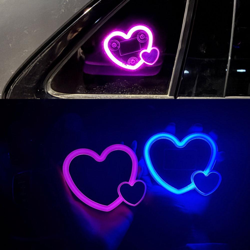 Solar Powered Heart Shaped Neon Light Car Atmosphere With Modes Car Light Decoration 4 Accessory Lamp Ambient E8e7