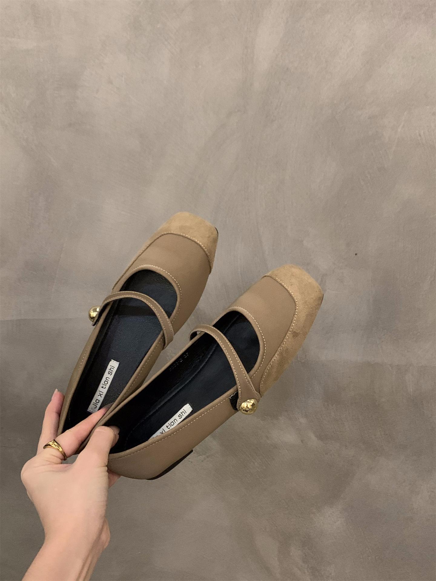 

Туфлі-човники Мері Джейн на плоскій підошві, жіноче взуття 2024 нова весна та осінь, червоні, з характером, балетні вечірні туфлі 40 хакі