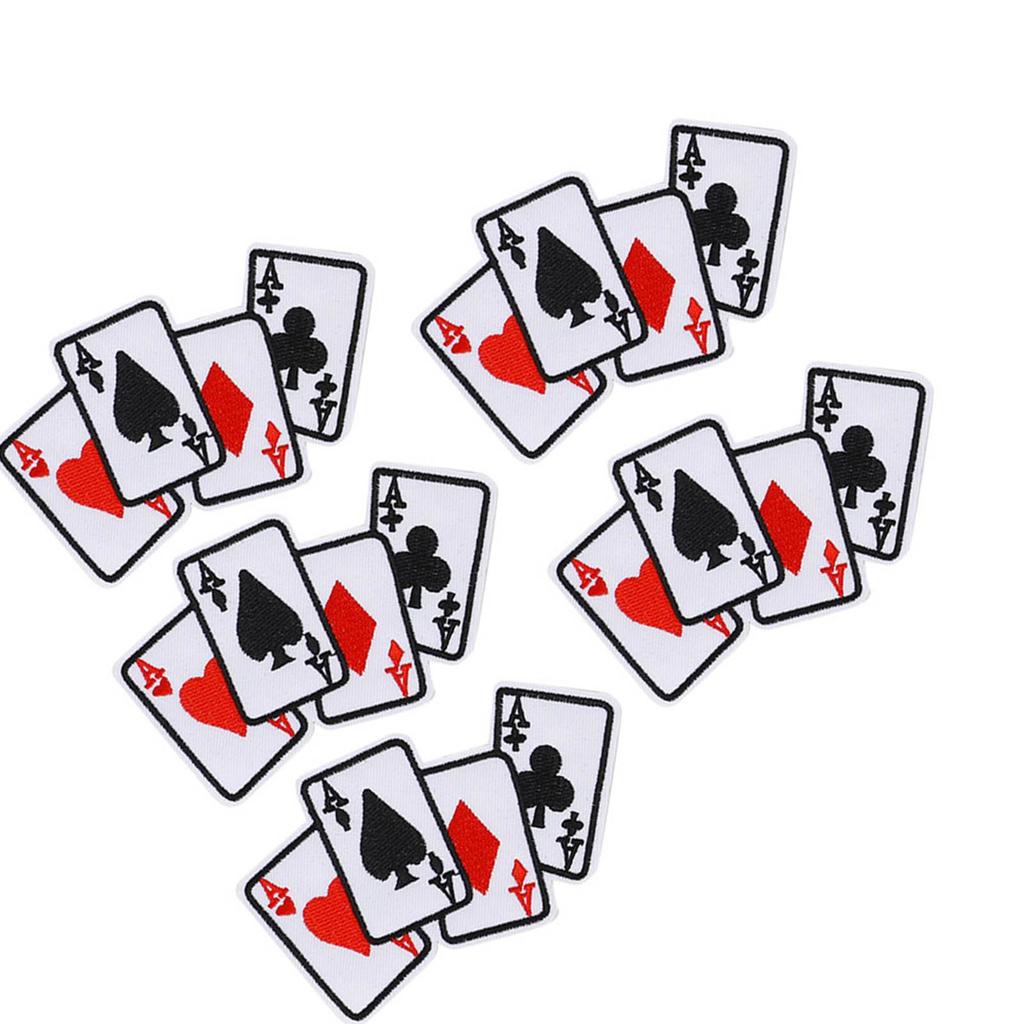 5pcs Poker Ace Clothes Patch Iron On Playing Card Applique DIY T Shirt Fabric Sticker