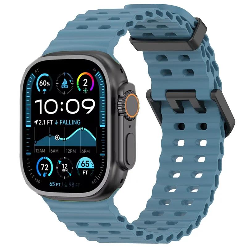 Ozean-Silikonarmband für Apple Watch Ultra 3 2 49mm/11 10 46mm 45mm 44mm Sportarmband Armband iWatch Serie 9 8 7 6 5 4 SE 3