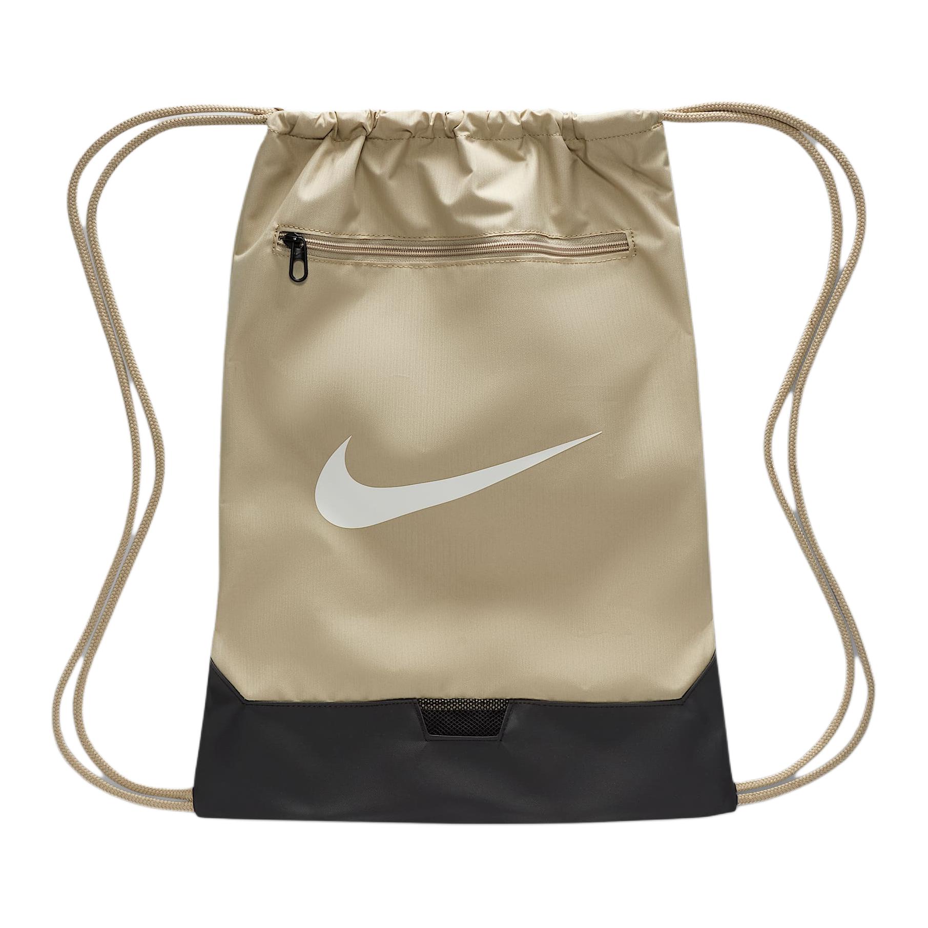 Nike Brasilia 17L Lightweight Large Logo Fabric Backpack Unisex Backpacks Desert-Khaki Black White DM3978253 Desert Khaki & Black & Sail White