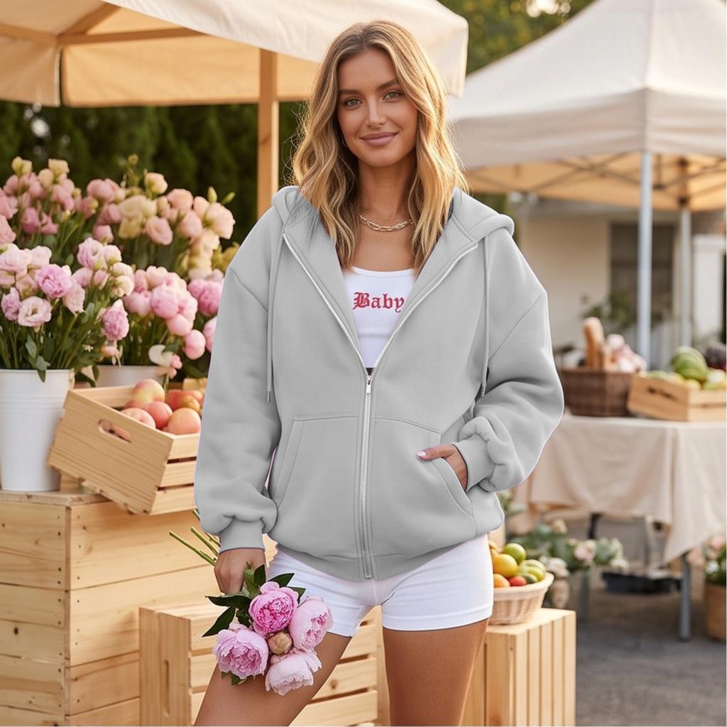 Women's Hoodie with Zipper Long Sleeve Pullover Sweatshirt for Fall and Winter