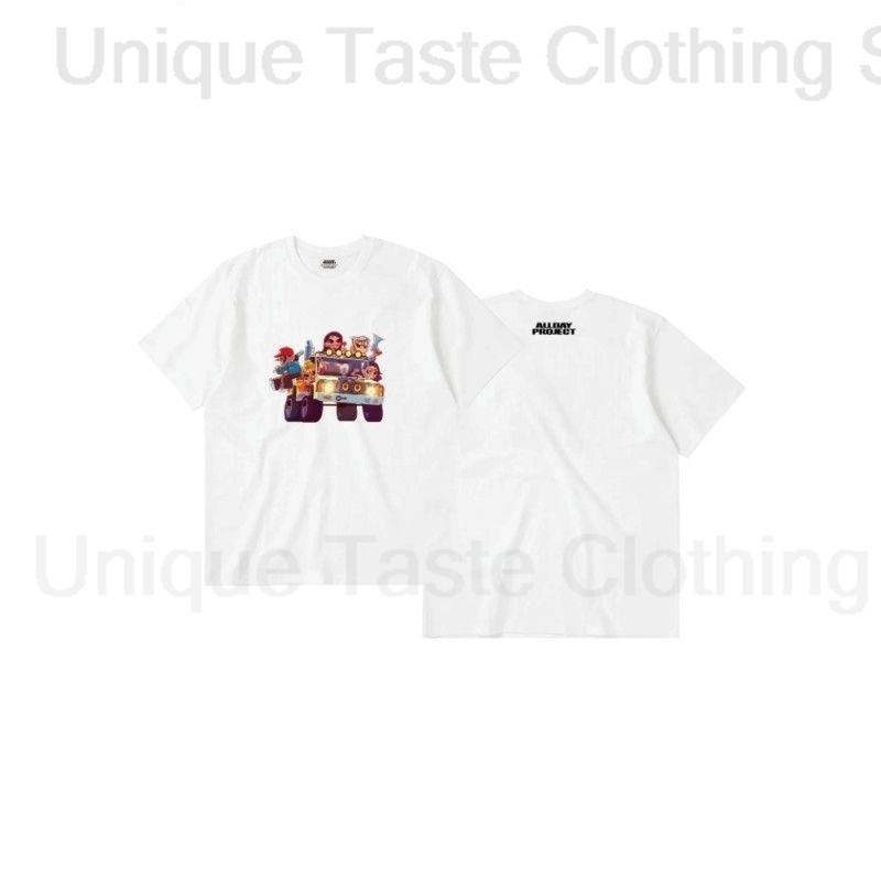 ALLDAY PROJECT T Shirt ADP Cartoon Letter Print Tshirt High Quality Cotton Short Sleeve Tee Tops Kpop Unisex Women Loose Tshirt S