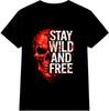 T-shirt Teschio Stay Wild And Free Ribelle Gotica Biker Grafica Vintage