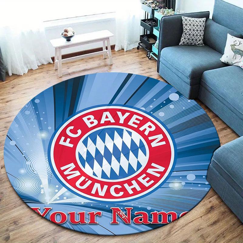 FC Bayern Munchen Custom Name Round Area Rug,Carpet Rug for Living Room Bedroom Sofa Playroom Decor,Non-slip Floor Mat