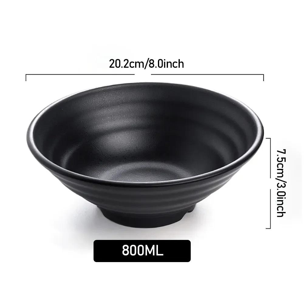 Fancyfamily Black Frosted Melamine Japanese Style Beef Ramen Bowl Bamboo Hat Shape Soup Bowl Fast Food Tableware