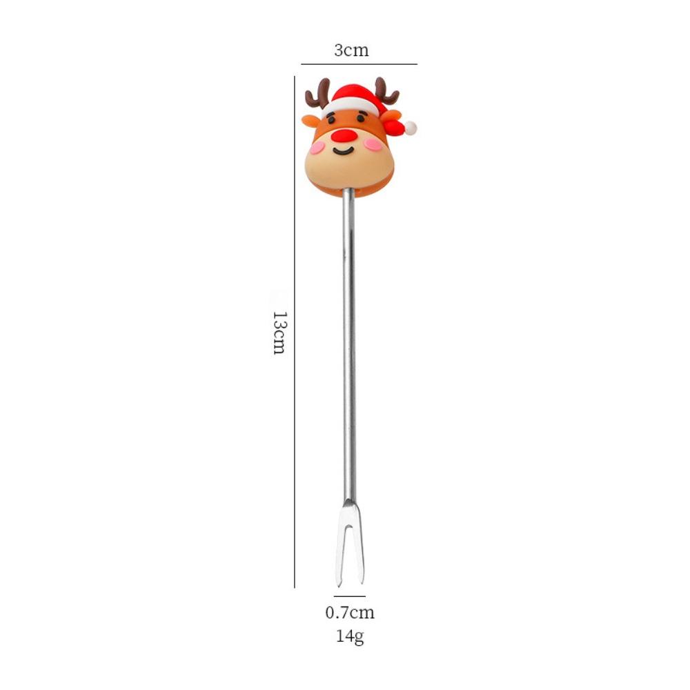 6PCS Stainless Steel Coffee Stirring Fork Multi-Purpose Ice Cream Fork Holiday Gift
