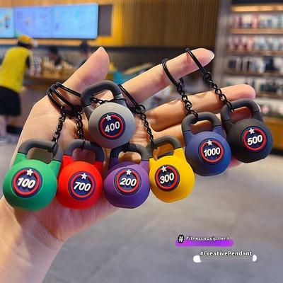 2025  Barbell Keychain Silicone Dumbbell Keychain Gym Gifts For Gym Lovers Fitness Trainer Gift Backpack Car Key Pendant