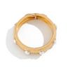 Design Pearl Twist Glossy Spring Buckle Bracelet, Fashionable Style Metal Chain Bracelet