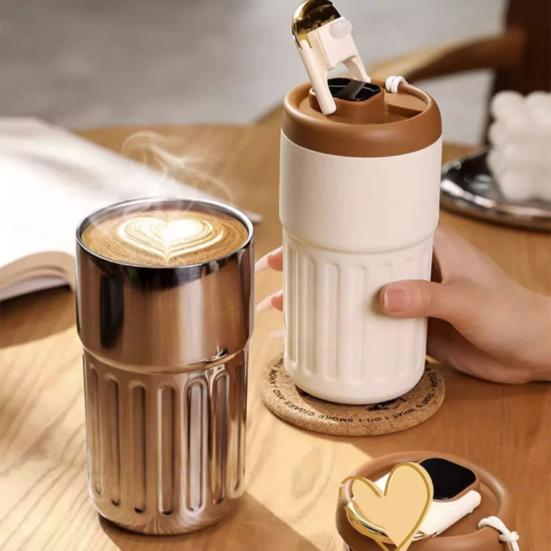 450 ml Thermobecher, intelligenter Isolierbecher mit auslaufsicherem Deckel und Temperaturanzeige für Zuhause, Büro, Outdoor