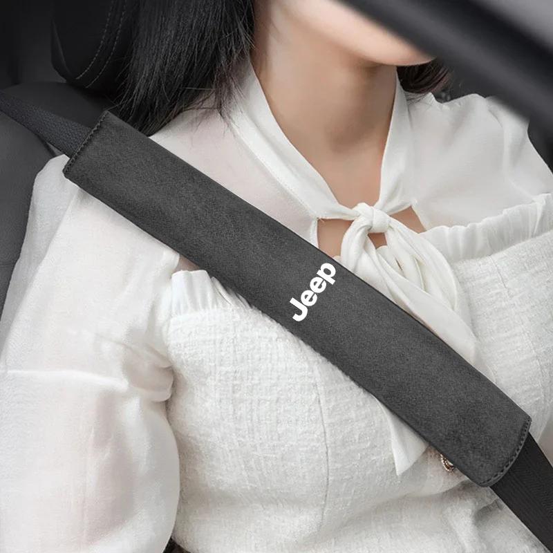 2Pcs Car Seat Belt Cover Shoulder Pad Auto Accessories For Jeep Grand Cherokee Wrangler JK Gladiator Compass Renegade Patriot