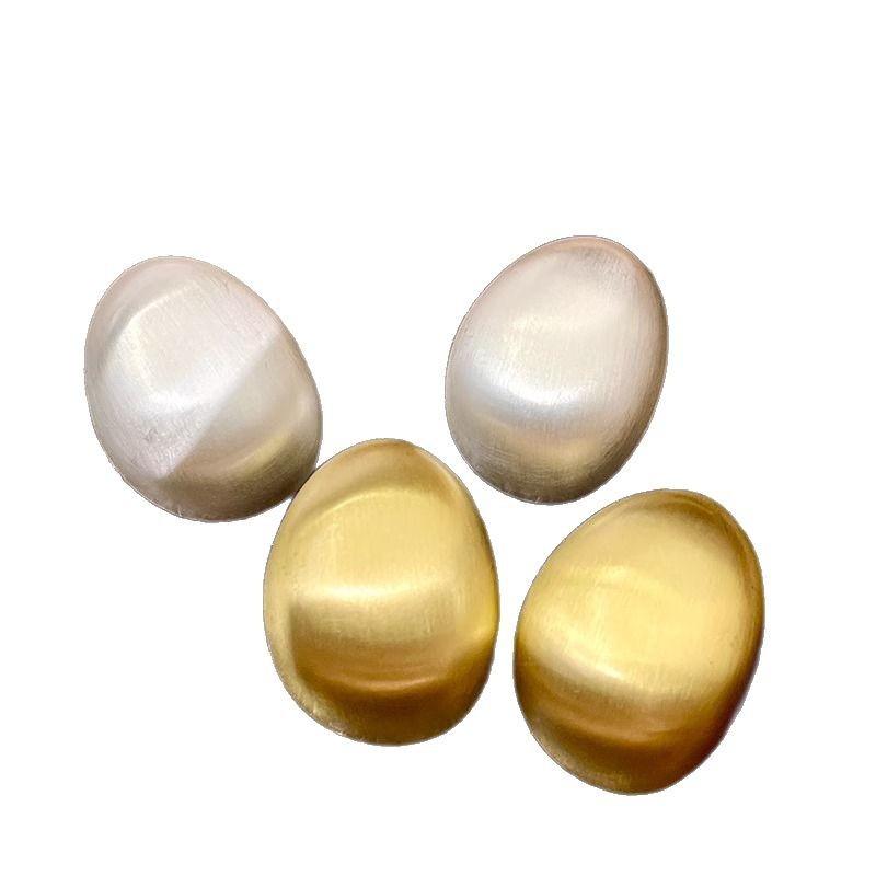 Vintage Minimalist Ladies Accessories Elegant Jewelry Matte Frosted Metal Brushed Oval-shaped Geometric Earrings Tide Cold Earrings Female