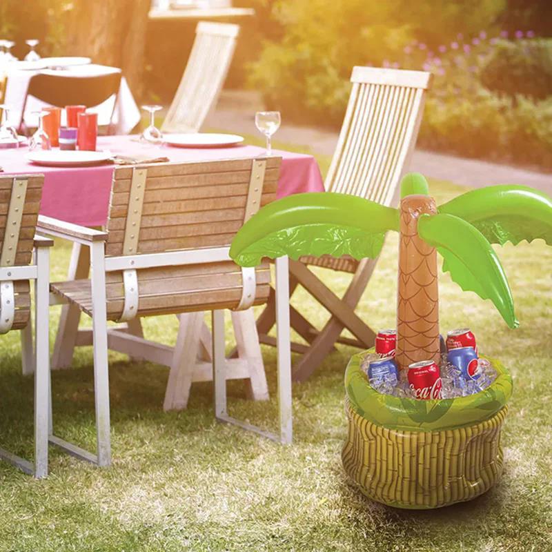 Aufblasbarer Palmen Eisbehälter Bär Kühler Getränkehalter Hawaiianische Geburtstagsdekoration Sommer Strand Pool Party Zubehör Ballon