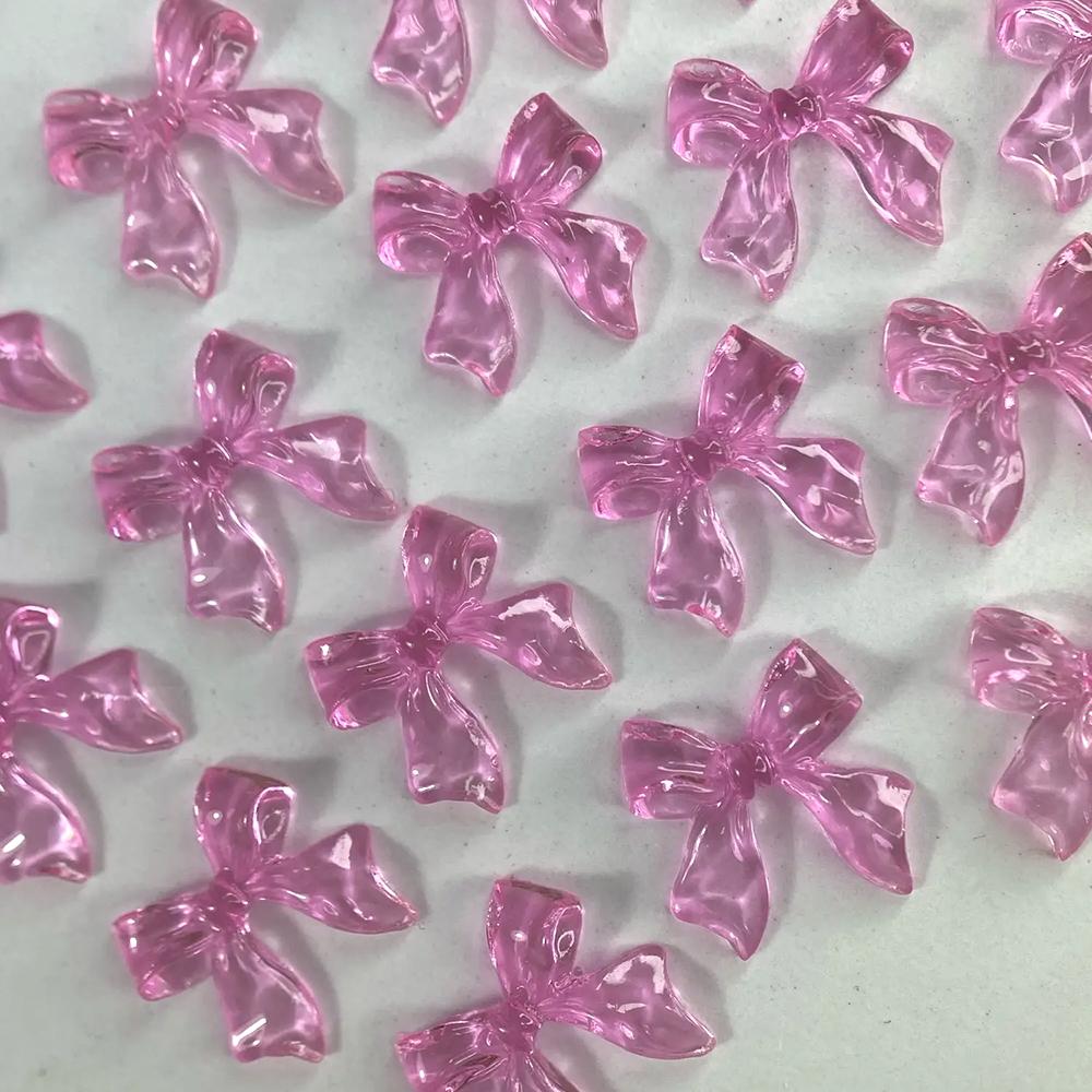 100pcs Kawaii Candy Bow Nail Charms Cute Transparent Jelly Color 3D Resin Ribbon Jewelry Nail Art Bowknot Decoration