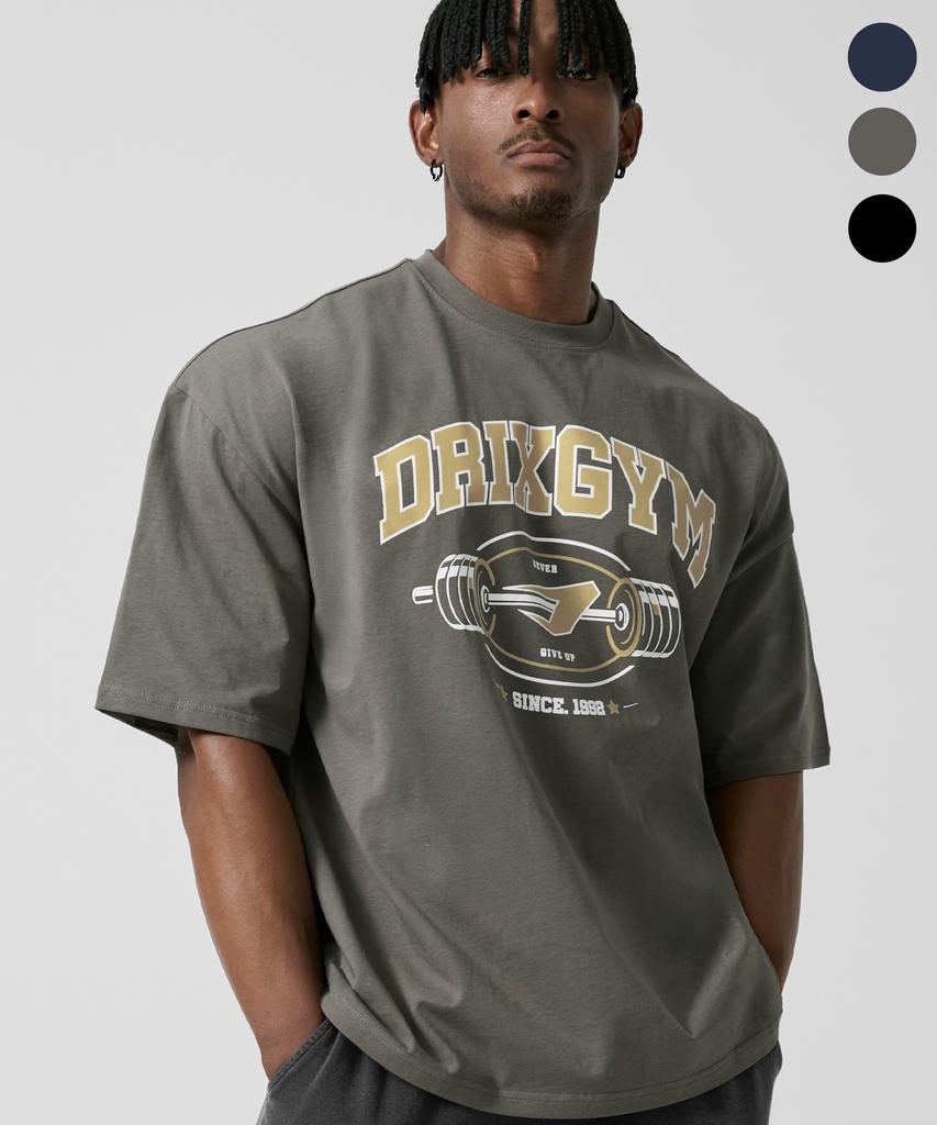 DRIX Gym Big Logo Graphic Oversized Half Sleeve_3Color