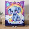 1pc Elephant Printing Lightweight Flannel Blanket, Comfortable and Warm Blanket, for Camping Sofa Bed and Couch Office, in All Seasons