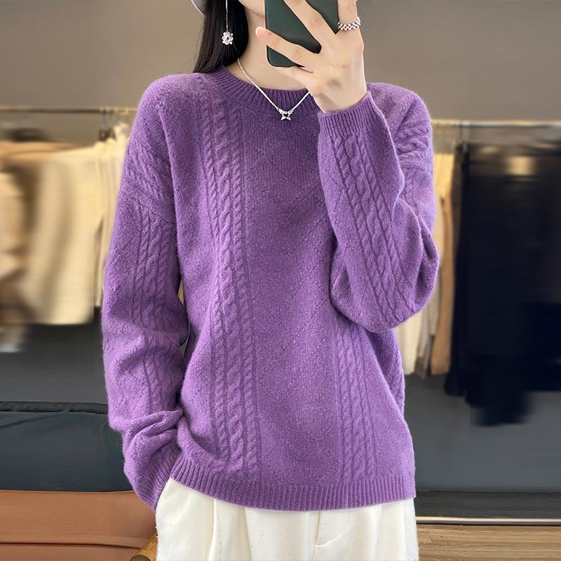 Women's Korean Style Pure Wool Cashmere Knit Pullover Sweater