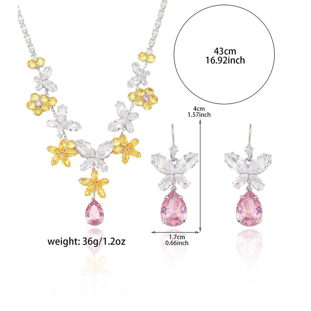 Fashion Trend Zircon Earrings & Necklace: Colorful Butterfly Jewelry Set