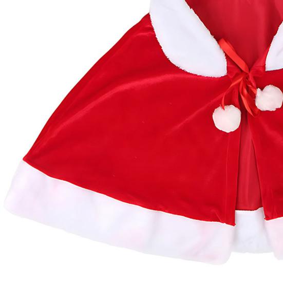 Christmas Cape Hat Set Festive Red White Xmas Outfit Soft Velvet Santa Costume Universal Size Makeup Clothing Props