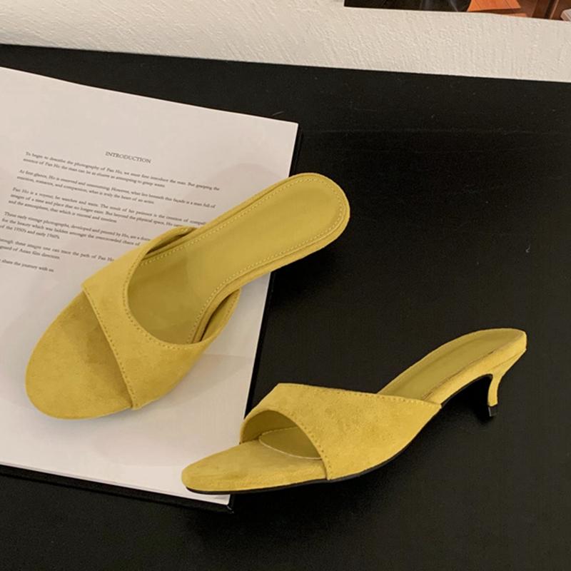 Fashion SUOJIALUN 2025 Summer New Brand Women Slipper Fashion Shallow Slip On Slides Thin Low Heel Outdoor Dress Casual Sandal Shoes