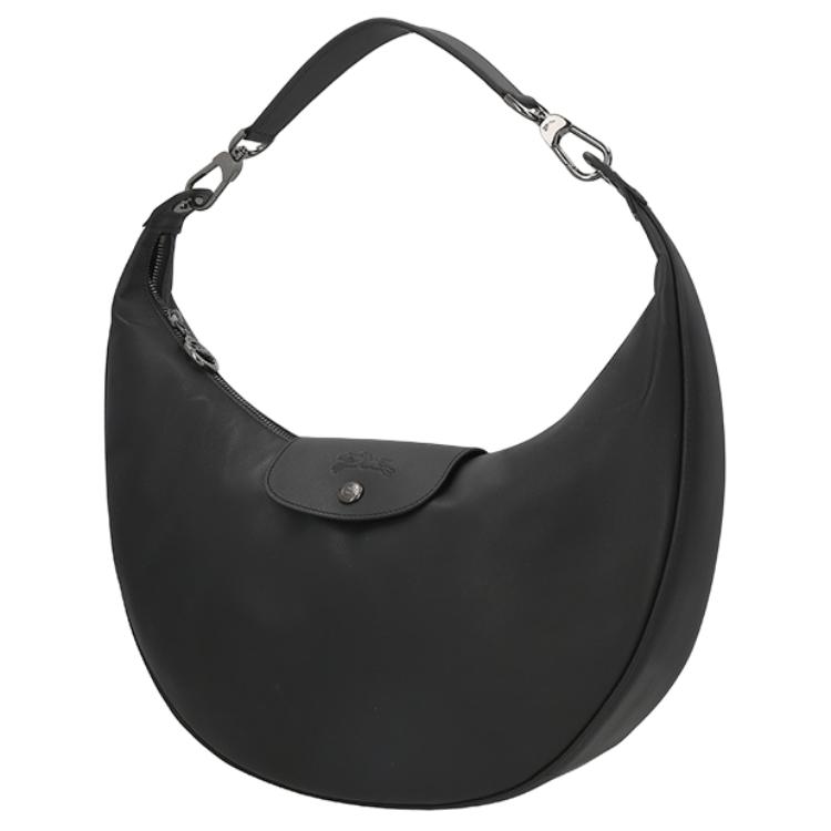 Longchamp Le Pliage Xtra Deep Silver Metal Zipper Closure Leather Shoulder Tote Bag Large Women Handbags Black 10338987001