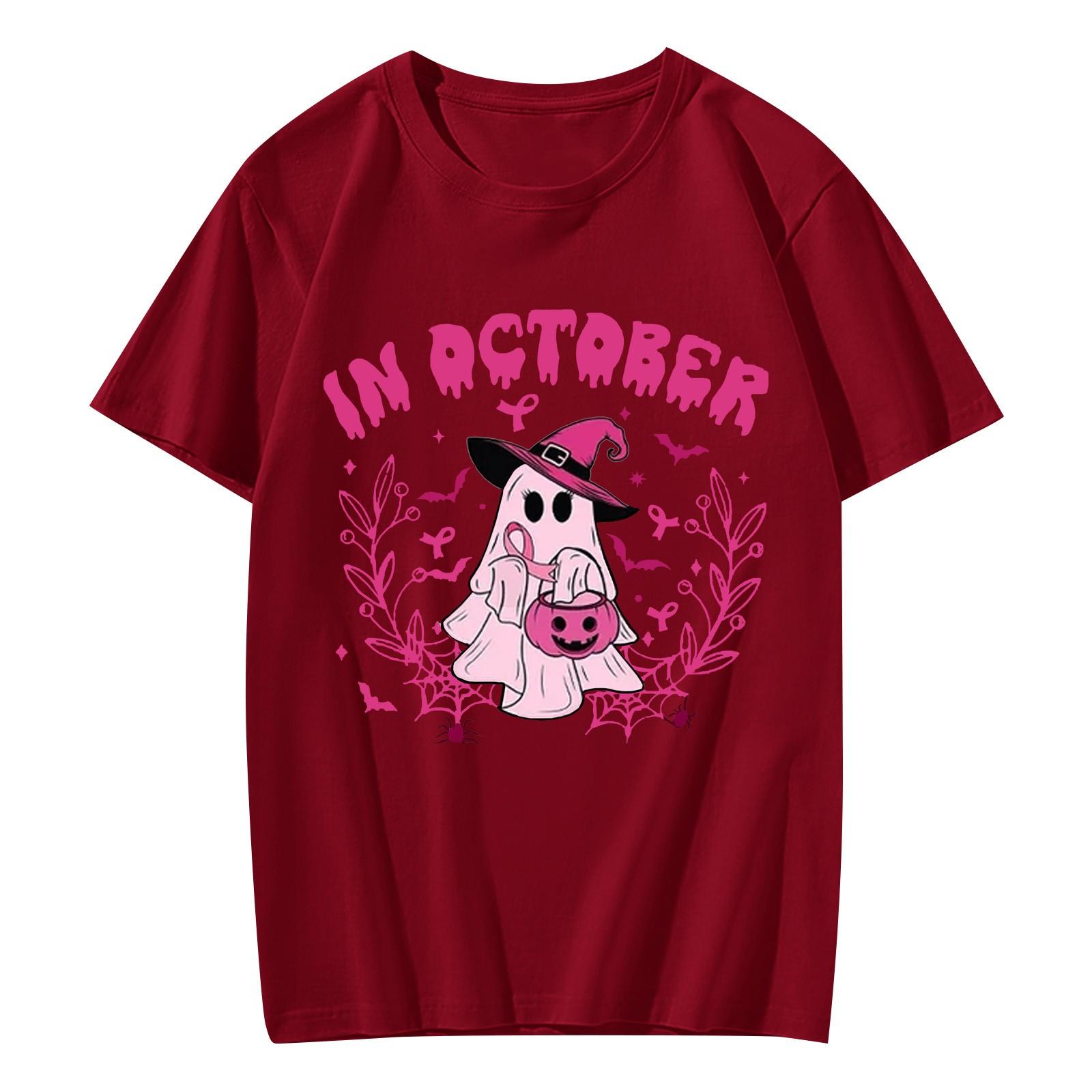 

Женская футболка, повседневный свободный пуловер с круглым вырезом и коротким рукавом с принтом XL винный