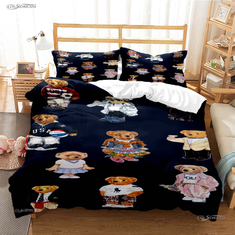Fashion Bear Casal All Season Duvet Cover Comforter Bedding Set Soft Quilt Cover and Pillowcases Teens Single/Double/Queen/King