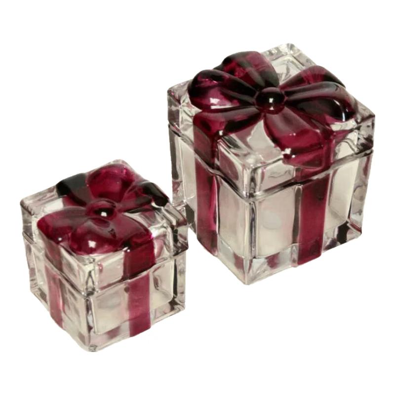 Fleventz Retro Crystal Glass Bow-Knot Candy Jar with Lid