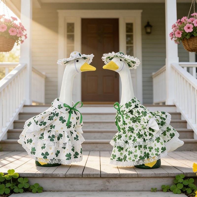 Irish Themed Geese Outfit For Patio Decoration Perfect For Patricks Day Celebration And Spring Parties