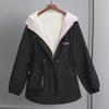Giacca in velluto autunnale e invernale da donna Parker coreano con cappuccio largo spesso e caldo giacca a vento da donna corta casual