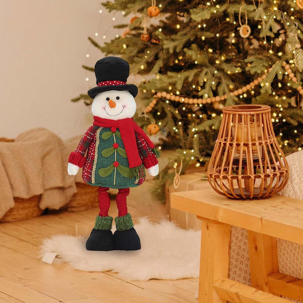 Figura de Natal Pernas Longas Boneca de Pelúcia Papai Noel em Pé Decoração para Quarto de Natal